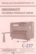 Cincinnati-Cincinnati Operators Instruction Parts 100 ~ 750 Series Hydraulic Shear Manual-Series 100-Series 135-Series 250-Series 375-Series 750-01